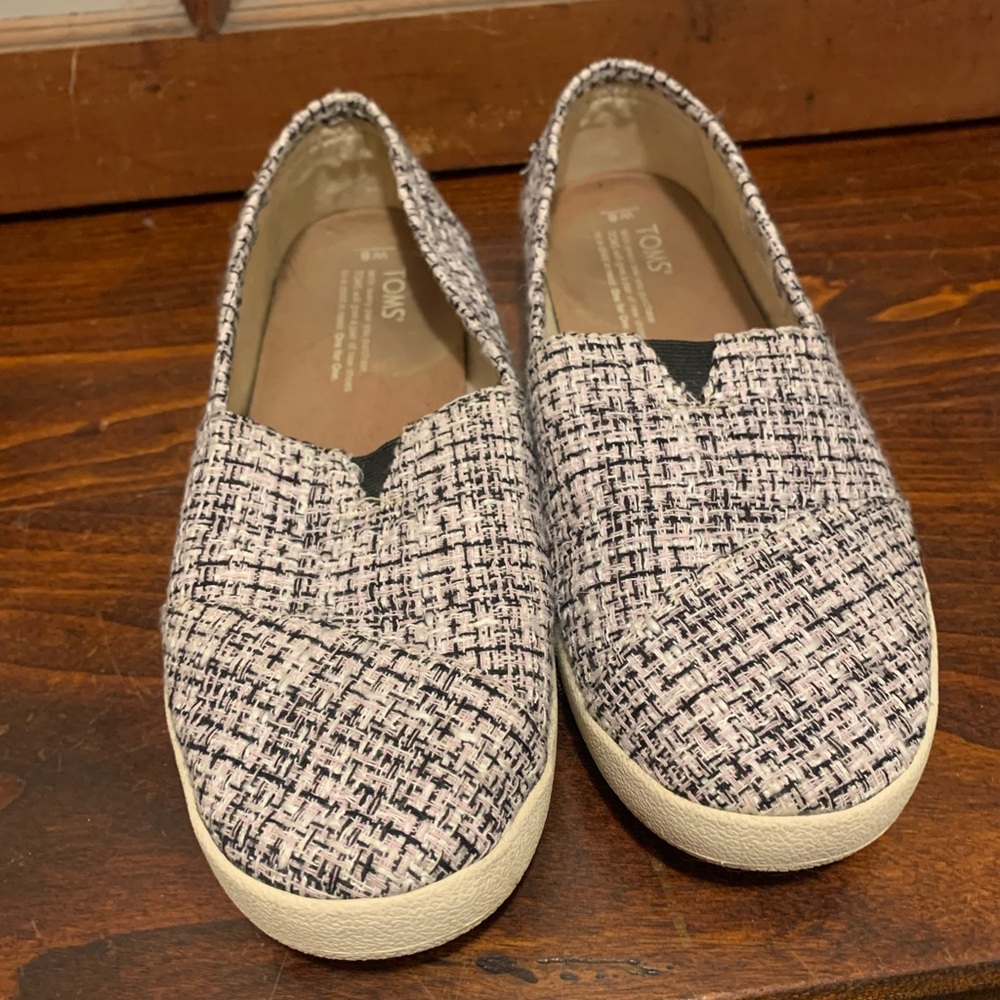 TOMS Tweed Women's Avalon Slip Ons Shoes -size 8